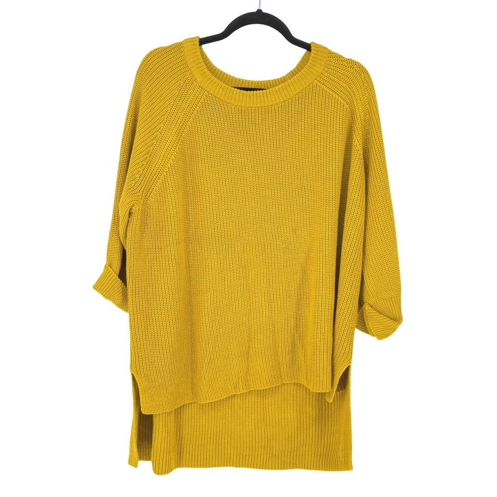 Womens Shaker Knit Oversized Chunky Mustard Yellow Sweater XXL Lagenlook Boho